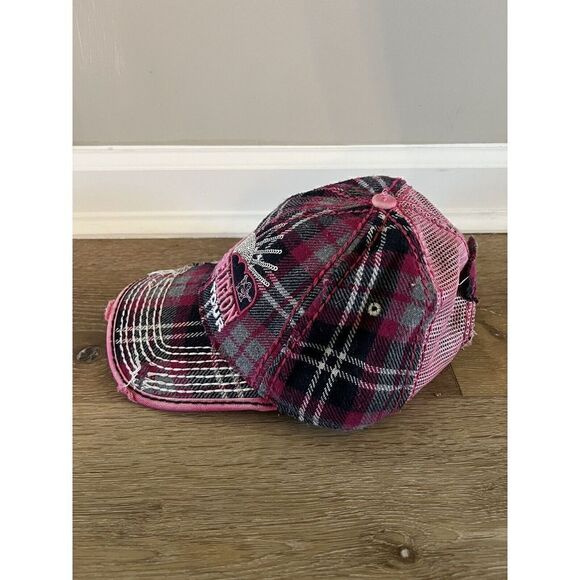 True Religion World Tour Buddha Hat Distressed Adjustable Leather Strapback - Picture 6 of 8